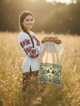 Рушник «Ласточки с зелёным орнаментом», 150×36 см  (артикул 10937638)  большой выбор товаров оптом и в розницу по низким ценам с доставкой