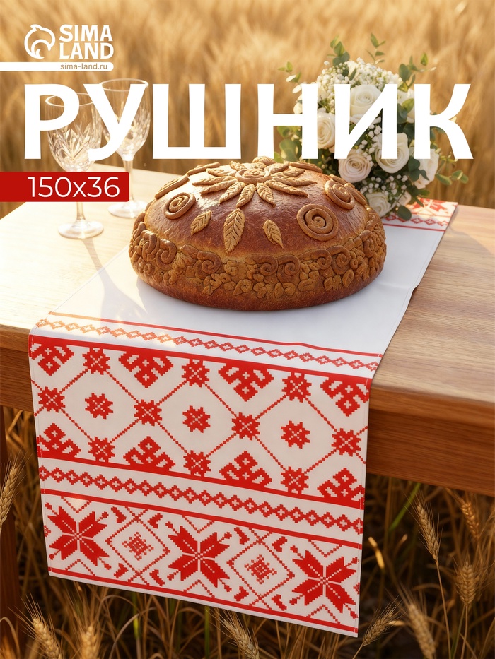 Рушник «Семейный очаг», 150×36 см, красный - Фото 1