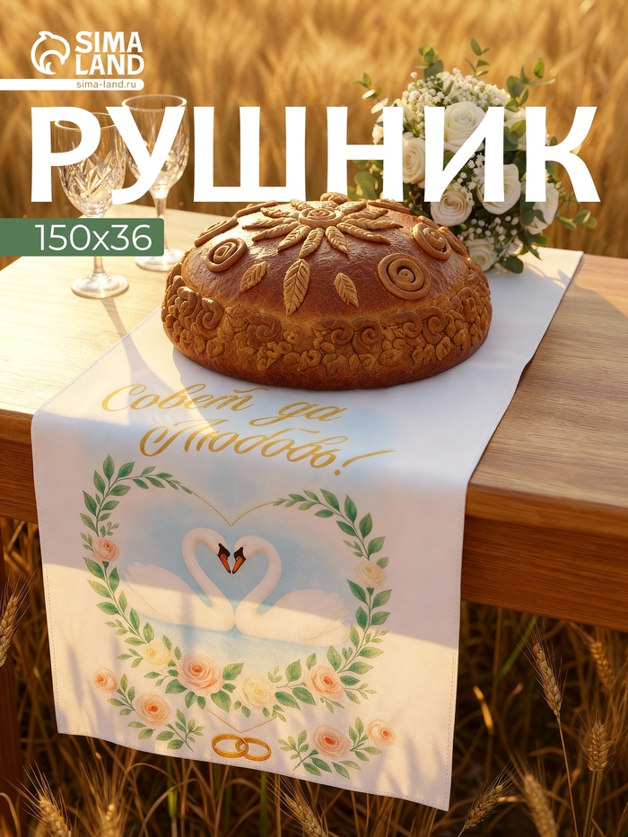Рушник «Совет да любовь» 150×36 см - Фото 1