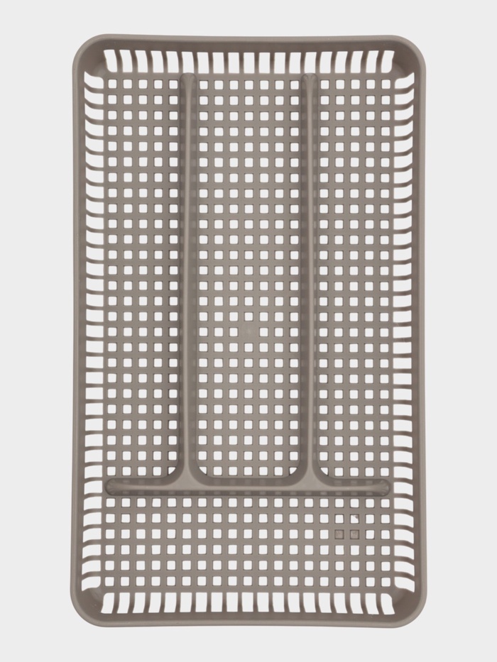 Лоток под столовые приборы Доляна, 4 отделения, 29.5×18×4 см, пластик, серый - Фото 1