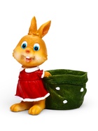 Фигурное кашпо 13 х 10 х 15см  "Зайка с мешком" - Фото 1