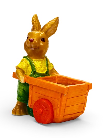 Декоративное кашпо для цветов «Заяц с тележкой», 330 мл, 13×18×17 см, полистоун, Greengo