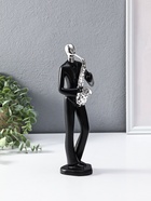 Сувенир полистоун "Саксофонист" чёрный с серебром 7х8,5х27,5 см 10954815