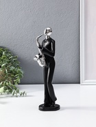 Сувенир полистоун "Саксофонист" чёрный с серебром 7х8,5х27,5 см 10954815