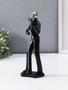 Сувенир полистоун "Вокалист" чёрный с серебром 6,5х10х26,5 см - фото 65568755