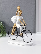 Фигура полистоун «Парочка на велосипеде», бело-золотой, 8.5×23×29 см - Фото 3