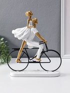 Фигура полистоун «Парочка на велосипеде», бело-золотой, 8.5×23×29 см - Фото 4