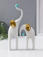Сувенир полистоун "Слоны. Гофре" белый с золотом набор 2 шт 5х10х16,5 5,5х16,5х29,5 см 10954829