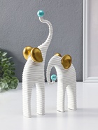 Сувенир полистоун "Слоны. Гофре" белый с золотом набор 2 шт 5х10х16,5 5,5х16,5х29,5 см 10954829
