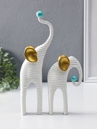 Сувенир полистоун "Слоны. Гофре" белый с золотом набор 2 шт 5х10х16,5 5,5х16,5х29,5 см 10954829