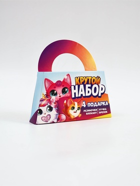 Подарочный набор: блокнот А6, 8 л., резиночки, брелок-пушистик, мини ручка «Кругляши» 10891824