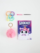Подарочный набор: блокнот А6, 8 л., резиночки, брелок-пушистик, мини ручка «Кругляши» 10891824