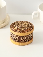 Шкатулка для украшений «Машенька», круглая, 8.5×5 см, береста - фото 68176443