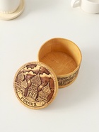 Шкатулка для украшений «Россия», круглая, 12×7 см, береста - фото 809453073