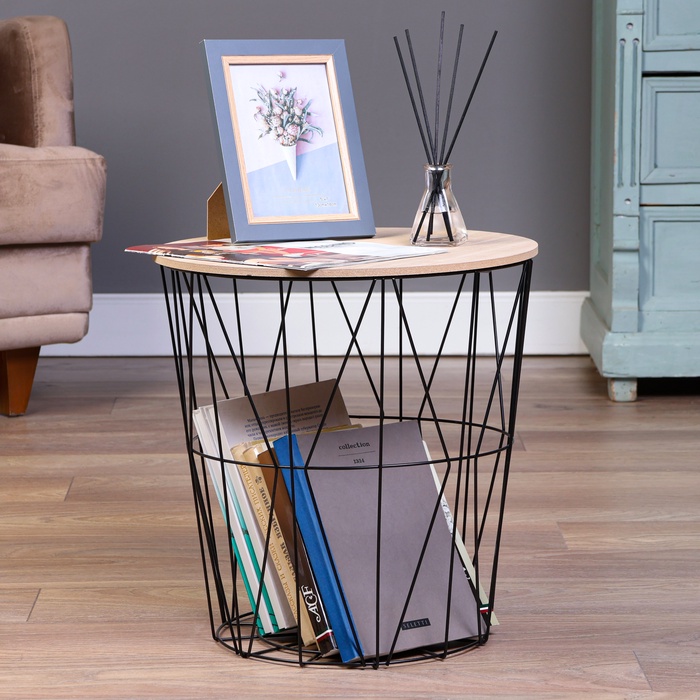 УЦЕНКА Столик журнальный «Корзинка», чёрный, 40×40.5 см - Фото 1