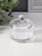 Шкатулка для украшений с крышкой «Полосы и бриллиант», стекло, прозрачная, 6.5×6.5×7 см - Фото 1
