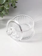 Шкатулка стекло "Полосы и бриллиант" прозрачная 6,5х6,5х7 см (комплект 2 шт) - фото 65568909