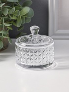 Шкатулка для украшений с крышкой «Ромбы и бриллиант», стекло, прозрачная, 6.5×6.5×7 см - Фото 2