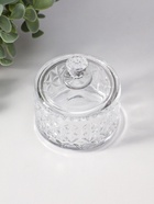 Шкатулка стекло "Ромбы и бриллиант" прозрачная 6,5х6,5х7 см (комплект 2 шт) - фото 65568913