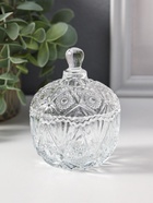 Шкатулка стекло "Цветочная" прозрачная 6,8х6,8х9 см (комплект 2 шт) - фото 65568917