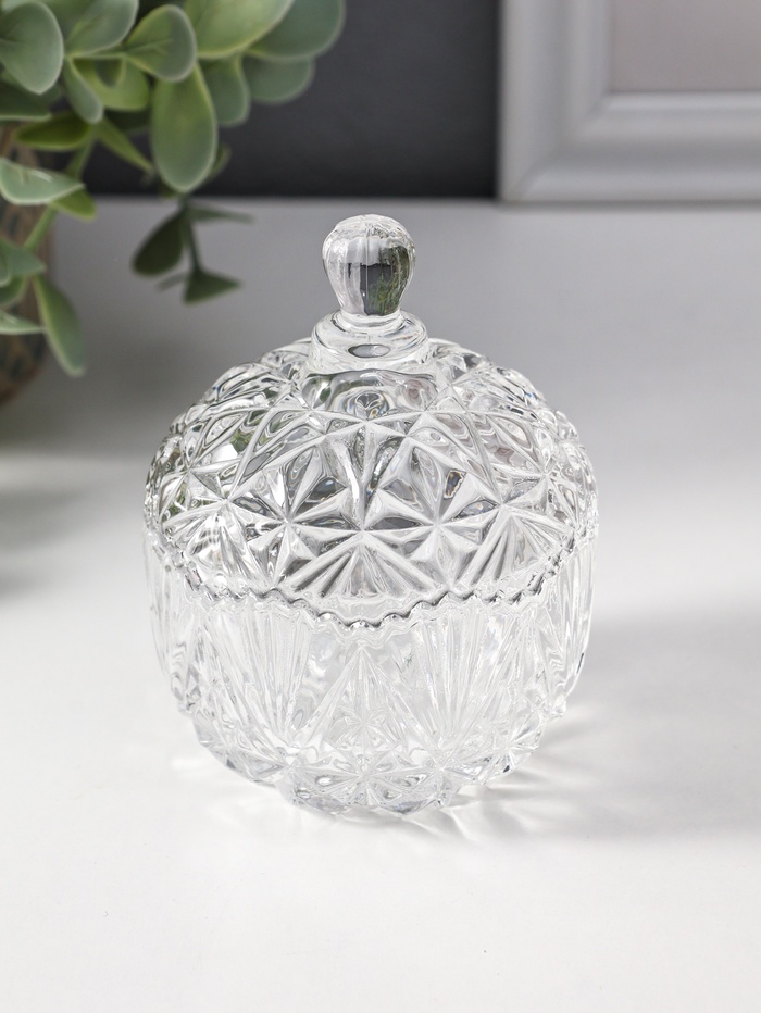 Шкатулка для украшений с крышкой «Вспышка», стекло, прозрачная, 6.8×6.8×9 см - Фото 1