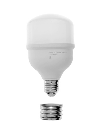 Лампа светодиодная VKL Electric, бочка, 30 Вт, E27, переходник Е40, 2850 лм, 6500K, IP20, 80×136 мм
