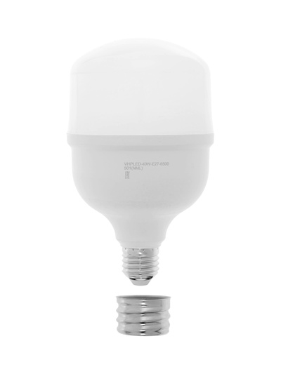Лампа светодиодная VKL Electric, бочка, 40 Вт, E27, переходник Е40, 3800 лм, 6500K, IP20, 100×159 мм