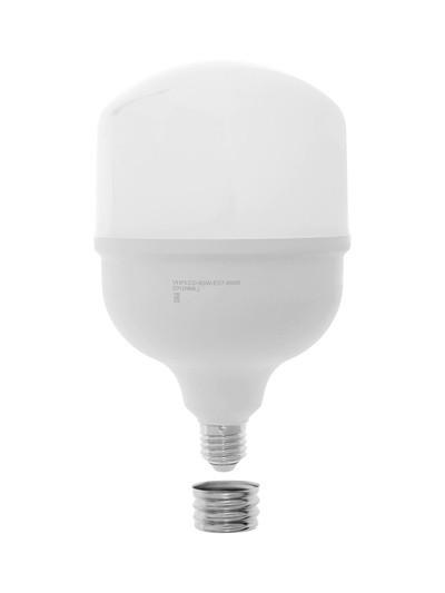 Лампа светодиодная VKL Electric, бочка, 65 Вт, E27, переходник Е40, 6175 лм, 6500K, IP20, 138×224 мм