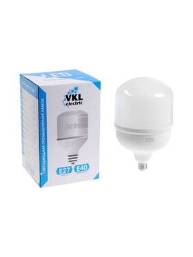 Лампа светодиодная VKL Electric, бочка, 80 Вт, E27, переходник Е40, 7600 лм, 6500K, IP20, 160×260 мм 10981505