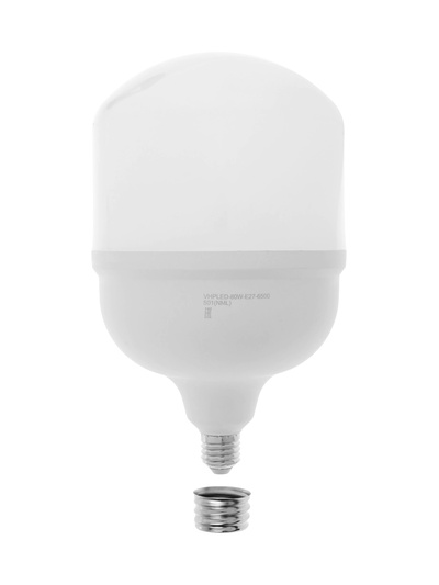 Лампа светодиодная VKL Electric, бочка, 80 Вт, E27, переходник Е40, 7600 лм, 6500K, IP20, 160×260 мм