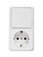 Выключатель одноклавишный с розеткой TANGO, 16 А, IP20, вертикальный, с заземлением, белый - Фото 2
