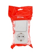 Выключатель одноклавишный с розеткой TANGO, 16 А, IP20, вертикальный, с заземлением, белый - Фото 4