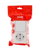 Выключатель одноклавишный с розеткой TANGO, 16 А, IP20, горизонтальный, с заземлением, белый - Фото 4