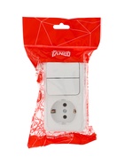 Выключатель двухклавишный с розеткой TANGO, 16 А, IP20, горизонтальный, с заземлением, белый - Фото 4