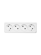 Розетка четырехместная TANGO, 16 А, 250 В, IP20, без заземления, огнеупорный ABS-пластик, белая - Фото 2