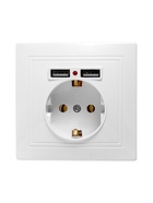 Розетка одноместная TANGO с 2×USB, 16 А, 250 В, IP20, с заземлением, белая - Фото 2