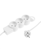 Удлинитель бытовой, 3 розетки, 1.5 м, 10 А, 2200 Вт, ПВС 2×0.75 мм², без заземления, белый - Фото 1