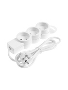 Удлинитель бытовой, 3 розетки, 1.5 м, 10 А, 2200 Вт, ПВС 2×0.75 мм², без заземления, белый - Фото 2