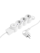 Удлинитель с выключателем, 3 розетки, 3 м, 10 А, 2200 Вт, ПВС 3×0.75 мм², с заземлением, белый - Фото 1