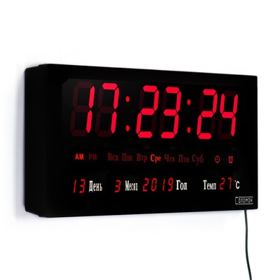 УЦЕНКА Часы электронные настенные/настольные «Соломон», с будильником, 36×15×2.8 см