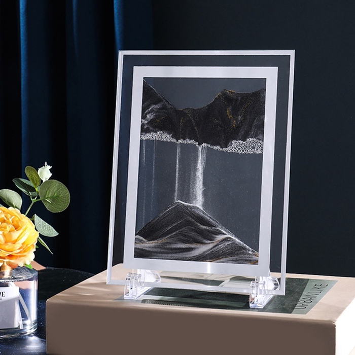 УЦЕНКА Песочные часы - картина «Аспро», 18×13 см, антистресс, песок чёрный - Фото 1