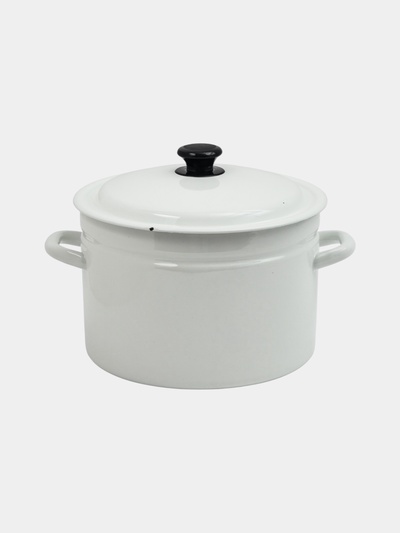 УЦЕНКА Кастрюля эмалированная, 8 л, d=26.4 см, с крышкой, цилиндрическая, без декора, белая