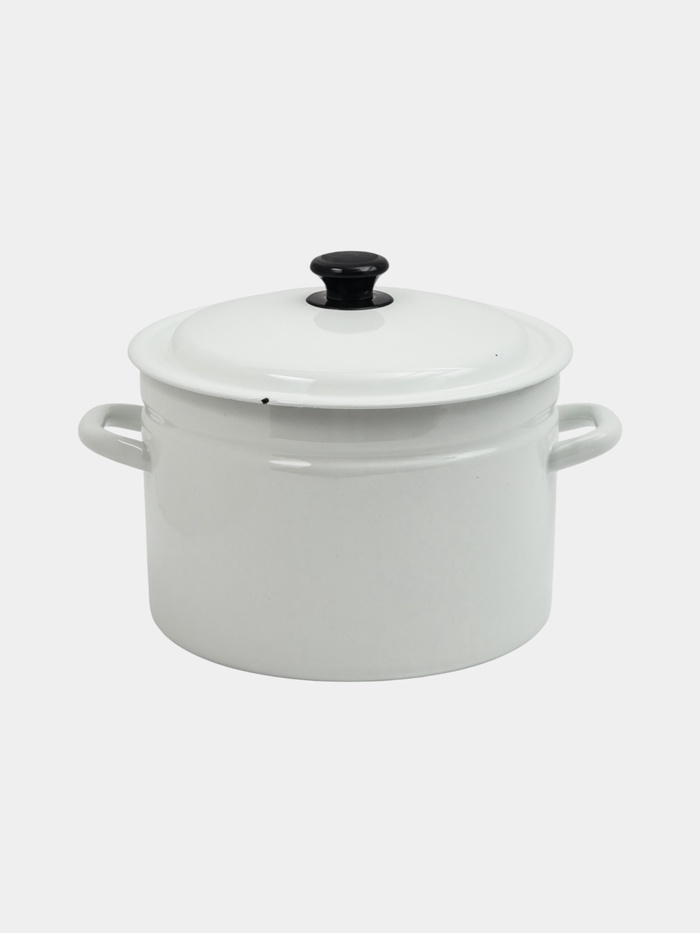 УЦЕНКА Кастрюля эмалированная, 8 л, d=26.4 см, с крышкой, цилиндрическая, без декора, белая - Фото 1