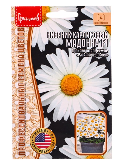 Семена цветов Нивяник «Мадонна» карликовый, 5 шт., «Григорьев»