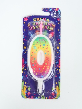 {{photo.Alt || photo.Description || 'УЦЕНКА Свеча для торта «Цветное пламя», 10 см, цифра 0'}}