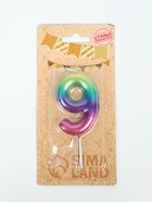 УЦЕНКА Свеча в торт "Акварель", цифра 9, 5,5 см - Фото 1