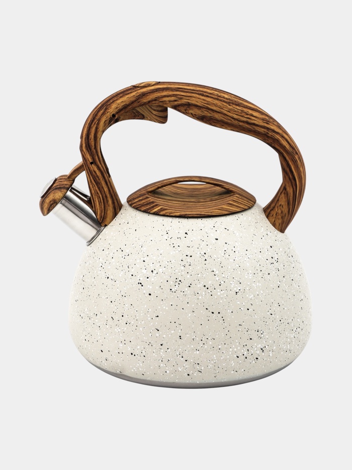 УЦЕНКА Чайник со свистком 2,7 л Stone бежевый, ручка soft-touch, индукция - Фото 1