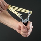 УЦЕНКА Рогатка металлическая «Взгляд дракона» в текстильной оплётке, 17 см, чёрная - Фото 3