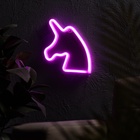 УЦЕНКА Неоновая вывеска «Единорог» 22×19 см, от батареек AAx3 + USB, свечение розовое 10983639