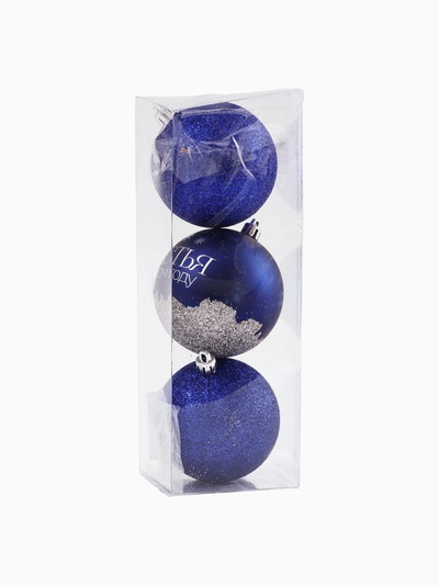 УЦЕНКА Набор ёлочных шаров "Мечтай!", пластик, d-8, 3 шт, синий с серебром